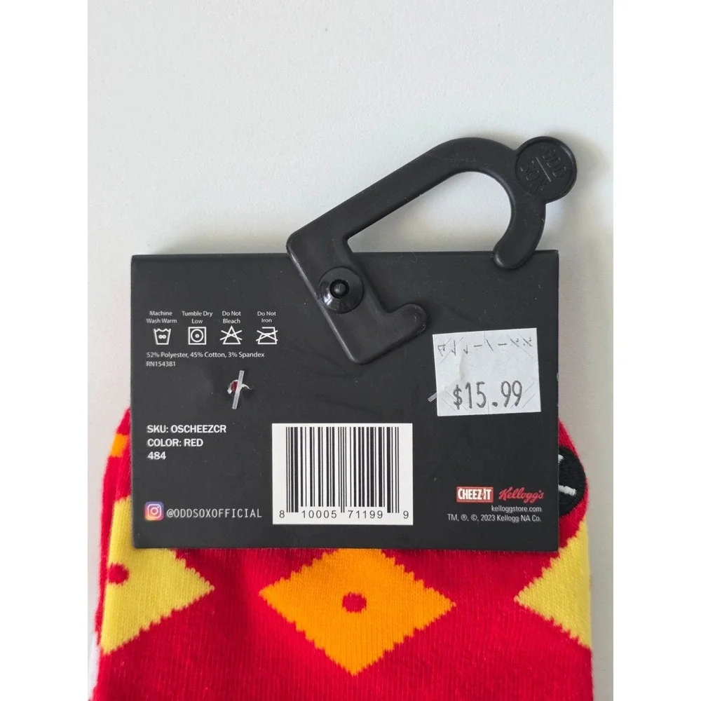 ODD SOX Cheez-It Original Cheese‎ Crackers Novelty Crew Socks Size 8-12